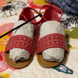 Annie Kids Red Sandals with Rhinestone Accents
